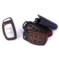 佑易(LUCKEASY) 現(xiàn)代名圖專用 真皮遙控器皮套 汽車鑰匙包 保護套 車用鑰匙包 汽車用品車飾 二代黑線單個加鑰匙扣 2014款1.8L自動尊貴型